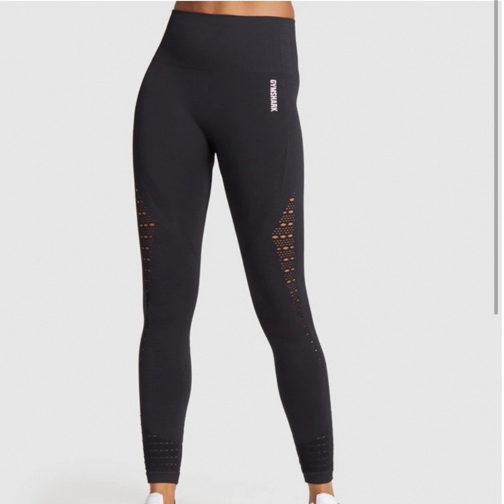 Gymshark Energy+ Seamless Leggings Womens Small Black High Waisted Eyelet Detail